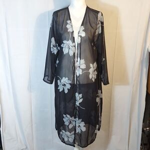 Black Sheer Floral Cover Up